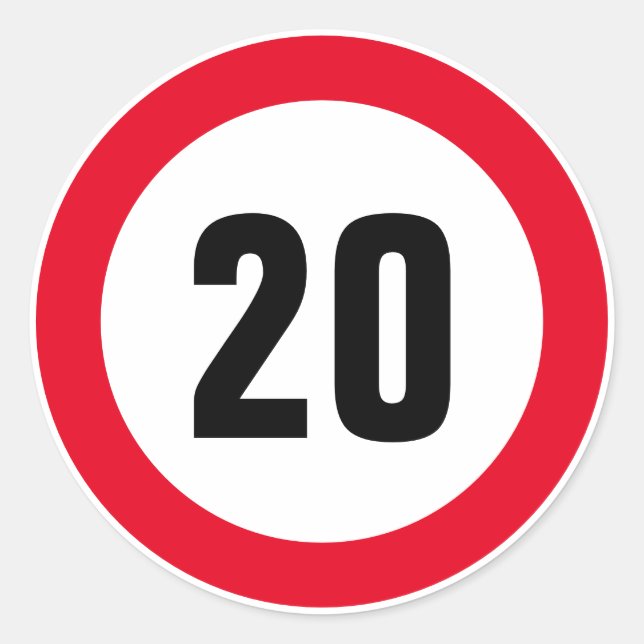 Custom 20 mph maximum speed limit stickers (Front)