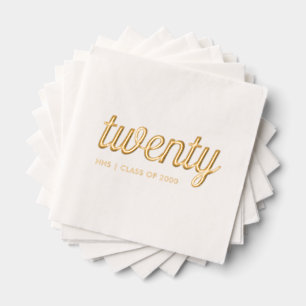 Custom 20th Reunion Modern Gold Foil Napkins