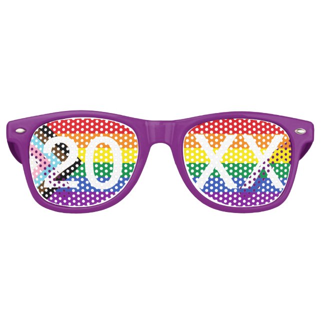 Custom 20XX Progress Pride Purple Retro Sunglasses (Front)