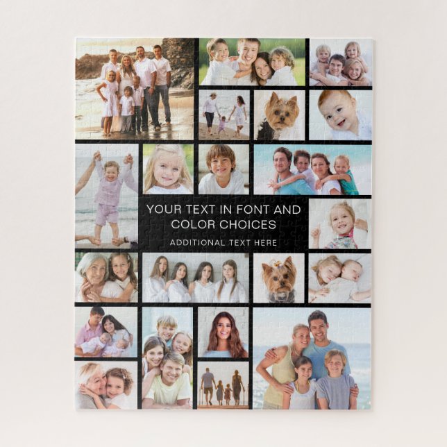 Custom 21 Photo Collage Personalised Black Jigsaw Puzzle (Vertical)