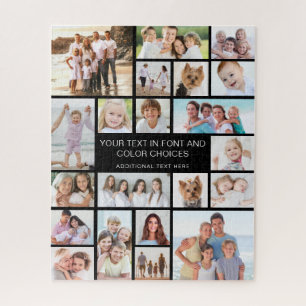 Custom 21 Photo Collage Personalized Black Jigsaw Puzzle