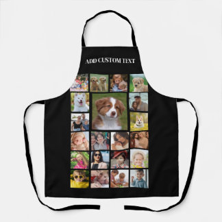 Custom 21-Photo Grid Black Apron with Name