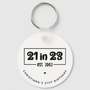Custom 21st Birthday Gift 21 in 23 Est 2002 Key Ring