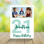 Custom 21st Birthday Modern Script Photo Collage Card<br><div class="desc">Put a smile on a face with this personalised 21st birthday modern script photo collage card for him. - Simply click to personalise this design 🔥 My promises - This design is unique and is designed with you in mind 🙏 Thank you for supporting my small business - If you...</div>