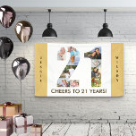 Custom 21st Birthday Party Neutral Photo Collage Banner<br><div class="desc">Create your own photo collage banner for a 21st Birthday Party. The template is set up for you to add your custom name or wording and your favourite photos. Your photos will automatically appear as a photo collage in the shape of the number 21. The banner has neutral beige sand...</div>