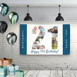 Custom 21st Birthday Party Photo Collage Banner<br><div class="desc">Create your own photo collage banner for a 21st Birthday Party. The template is set up for you to add your custom name or wording and your favourite photos. Your photos will automatically appear as a photo collage in the shape of the number 21. The banner has ocean blue borders...</div>