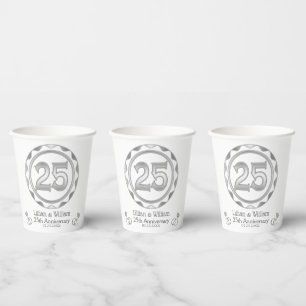 Custom 25th Anniversary or Birthday, etc... Paper Cups