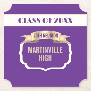 Custom 25th Reunion Party Paper Coaster