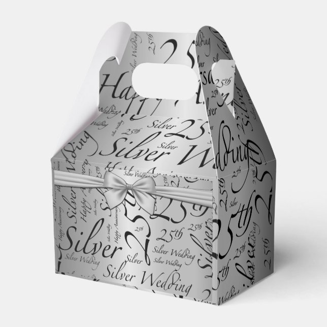 Custom 25th Wedding Anniversary Favour Box (Front Side)