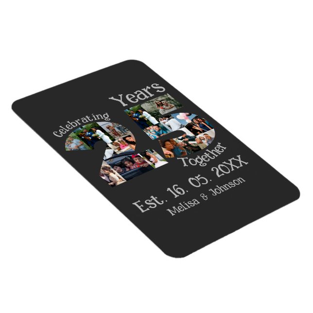 Custom 25th wedding anniversary photo collage magnet (Right Side)