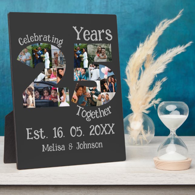 Custom 25th wedding anniversary photo collage plaque (Side)