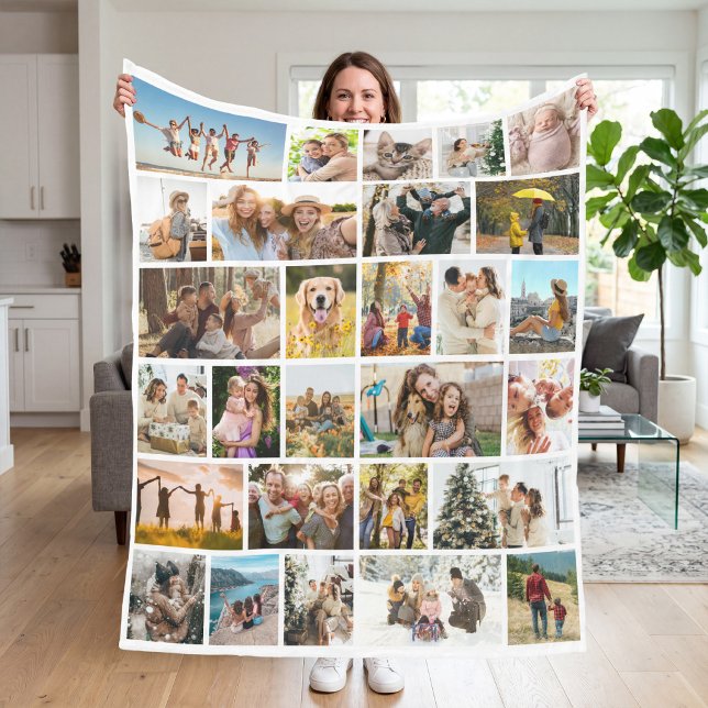 Custom 28 Photo Collage Fleece Blanket (Creator Uploaded)