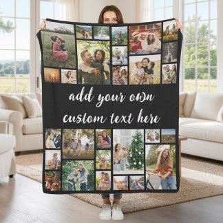 Custom 28 Photo Collage Fleece Blanket