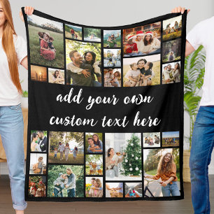 Custom 28 Photo Collage Fleece Blanket