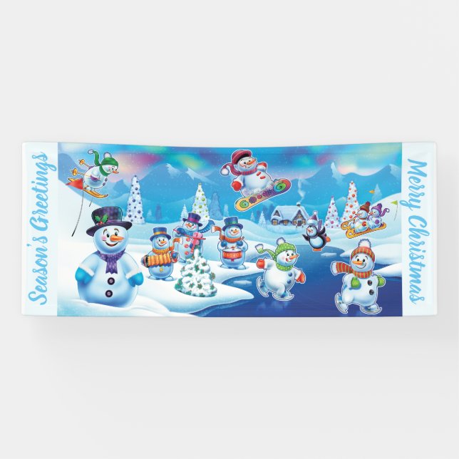 Custom 2.5' x 6' Christmas vinyl Banner Snow scene (Horizontal)