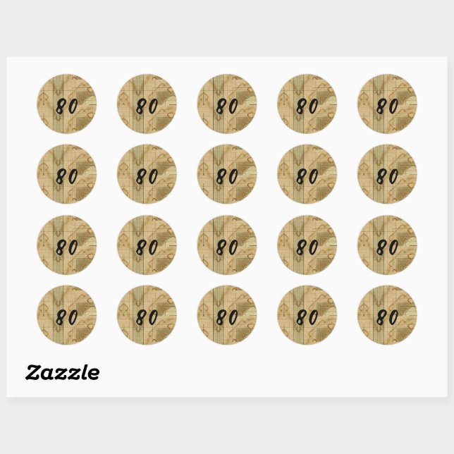 Custom 2 letter digits coffee stained collage classic round sticker (Sheet)