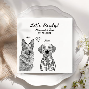 Custom 2 Pet Drawn Personalised Wedding Napkins