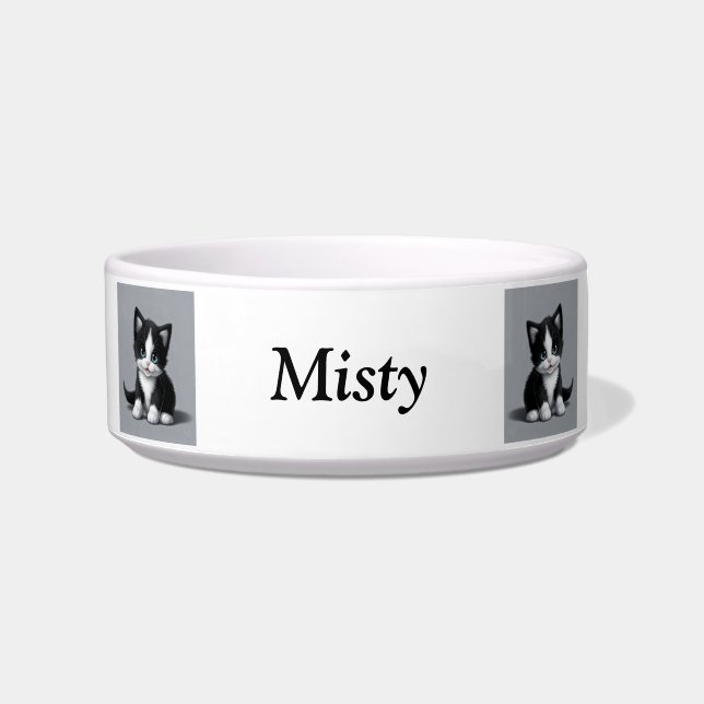 Custom 2 Pet Photo Cat Name Bowl (Front)
