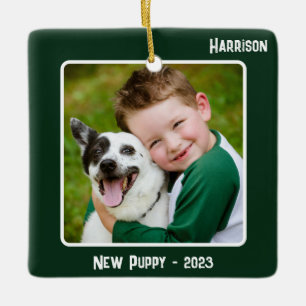 Custom 2-Photo 2 Sided Emerald Special Event Ceramic Ornament