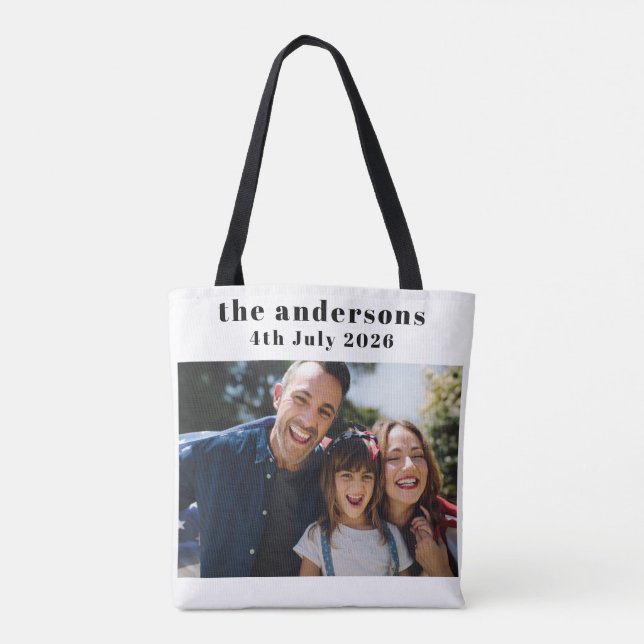 Custom 2 Photo and Text Personalized Tote Bag (Back)
