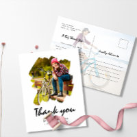 Custom 2 Photo Brush Stroke Graduation Thank You
