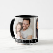 Custom 2 Photo Collage Family Picture Quote Black Mug (Front Left)