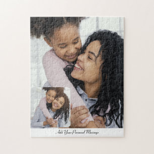 Custom 2 Photo Collage With Personalised Text Jigsaw Puzzle