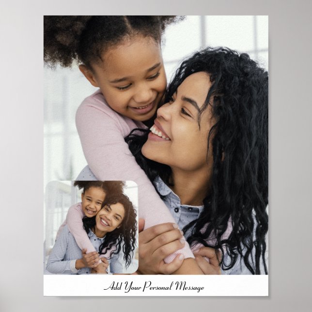 Custom 2 Photo Collage With Personalised Text Poster (Front)