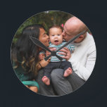 Custom 2 Photo Double Sided Personalised Family Round Clock<br><div class="desc">Custom 2 Photo Double Sided Personalised Family Round Clock</div>