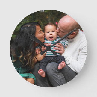 Custom 2 Photo Double Sided Personalised Family Round Clock