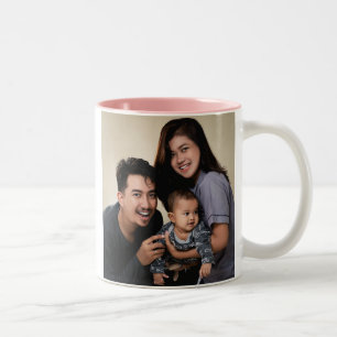 Custom 2 Photo Double Sided Personalized Family Two-Tone Coffee Mug