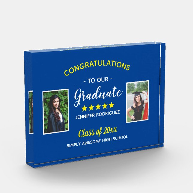 Custom 2 Photo Graduation Congratulations Graduate Block (Left)