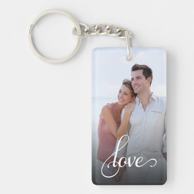 Custom 2 Photo Love Acrylic Keychain (Front)