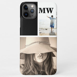 Custom 2 photo monogrammed initials collage iPhone 11Pro max case