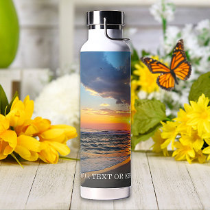 Custom 2 Photo Optional Text Personalised Water Bottle