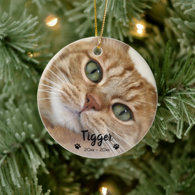 Custom 2 photo pet memorial keepsake Christmas Ceramic Ornament (Tree)