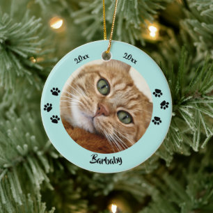 Custom 2 photo pet memorial keepsake Christmas  Ceramic Ornament