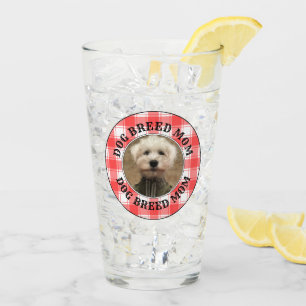 Custom 2 Photo Red & White Country Farmhouse Plaid Glass