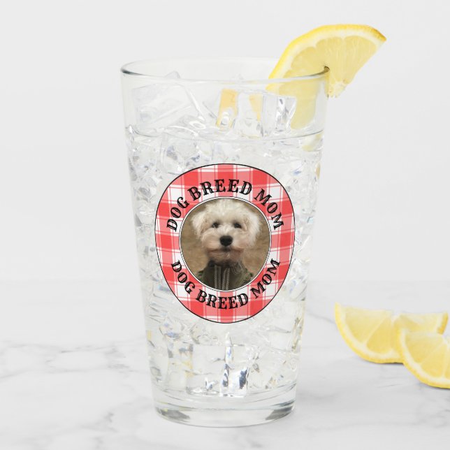 Custom 2 Photo Red & White Country Farmhouse Plaid Glass (Back Ice)