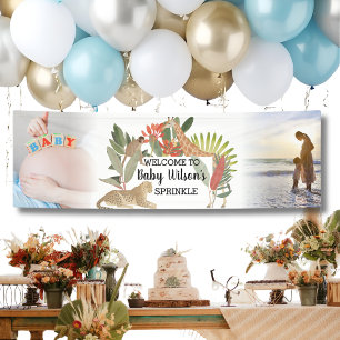 Custom 2 Photo Safari Baby Shower Sprinkle Banner