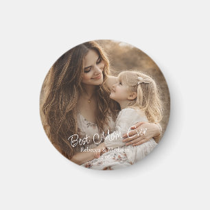 Custom 2 Photo & Text Best Mum Ever Magnet