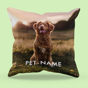 Custom 2 Photo With Your Pet Dog 2 Name Picture On Cushion