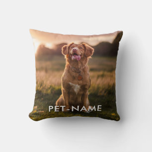 Custom 2 Photo With Your Pet Dog 2 Name Picture On Cushion
