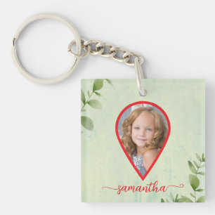 Custom 2 photos and name elegant nature key ring