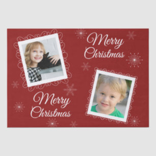 Custom 2 Photos Christmas Design on Red Tissue Paper