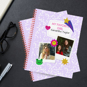 Custom 2 Photos Collage Notebook with Script Name
