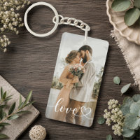 Custom 2 Photos Love Heart Acrylic Keychain