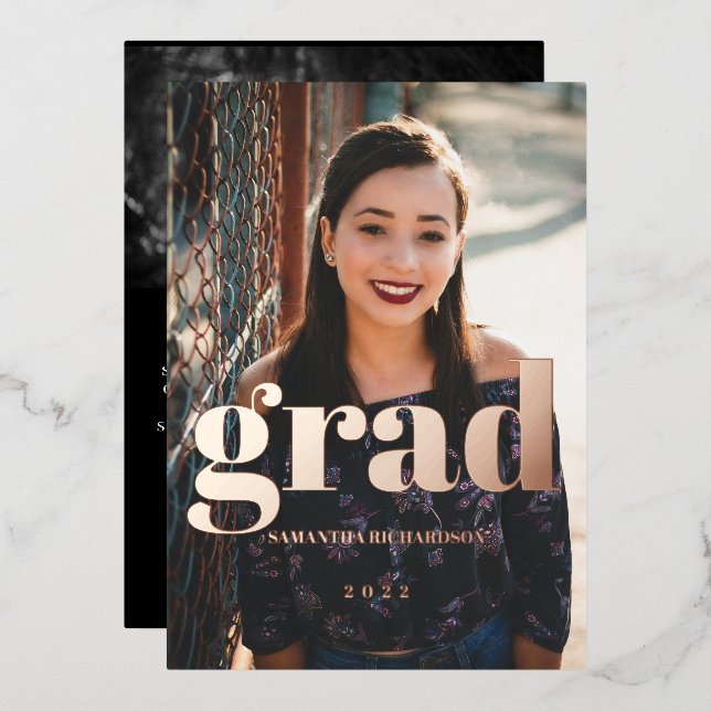 Custom 2 Photos Rose Gold Graduation (Front/Back)