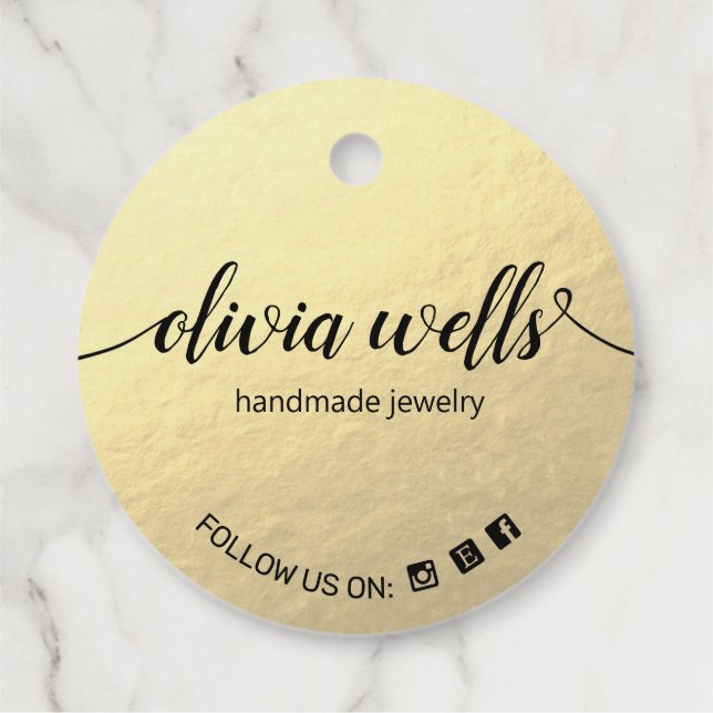Custom 2" Round Faux Gold Foil Hang Tag (Back)