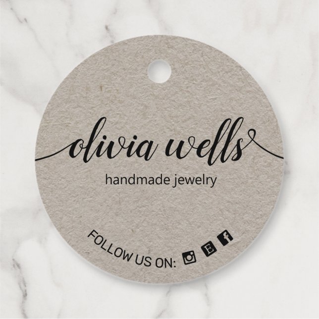Custom 2" Round  Social Media Kraft Hang Tag  (Back)